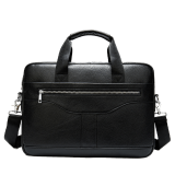 Graciosa Executive Genuine Leather Briefcase laptop Handbag Black up to 14'' Laptop